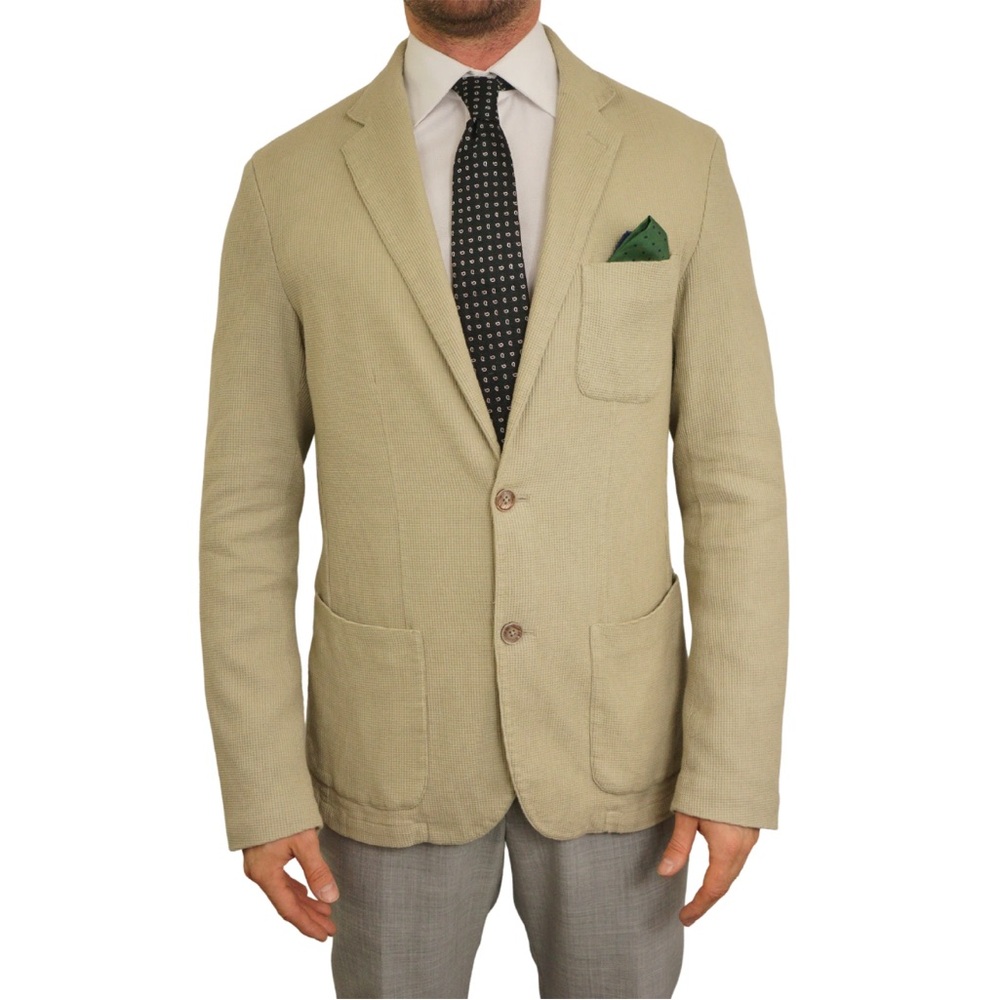 Piazza Italia Blazer Beige Stretched Cotton Mens EU50